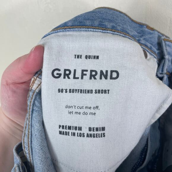 GRLFRND Distressed Quinn High Rise 90s Boyfriend Shorts in Santa Barbara - Picture 11 of 12